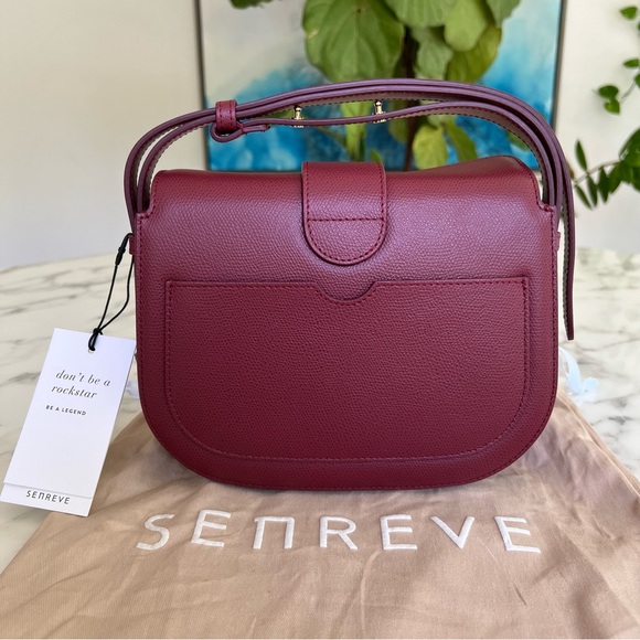 NWT Senreve Cadence Crossbody Italian Pebbled Leather Merlot Burgundy Red Gold - Picture 3 of 16